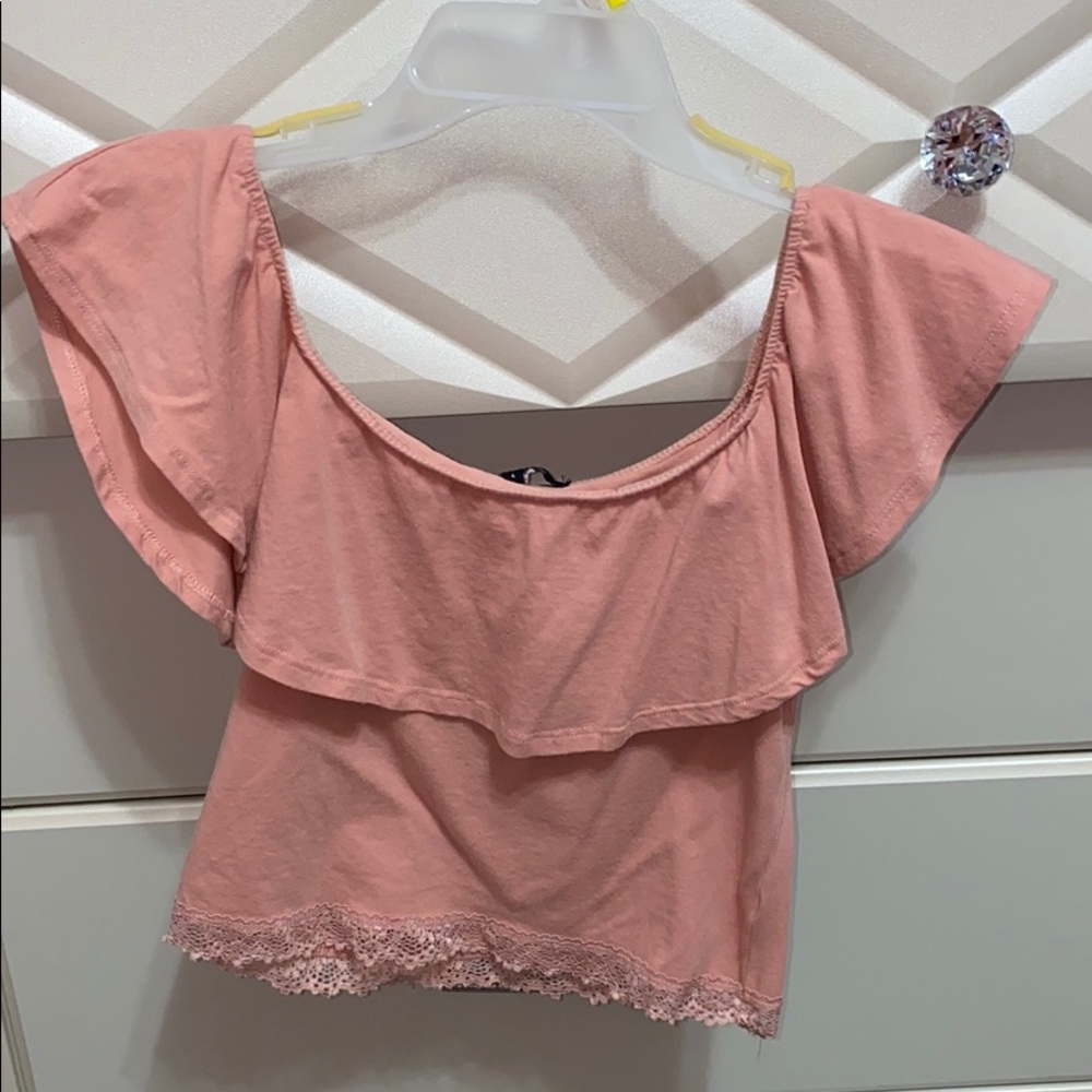 Blush off the shoulder crop top